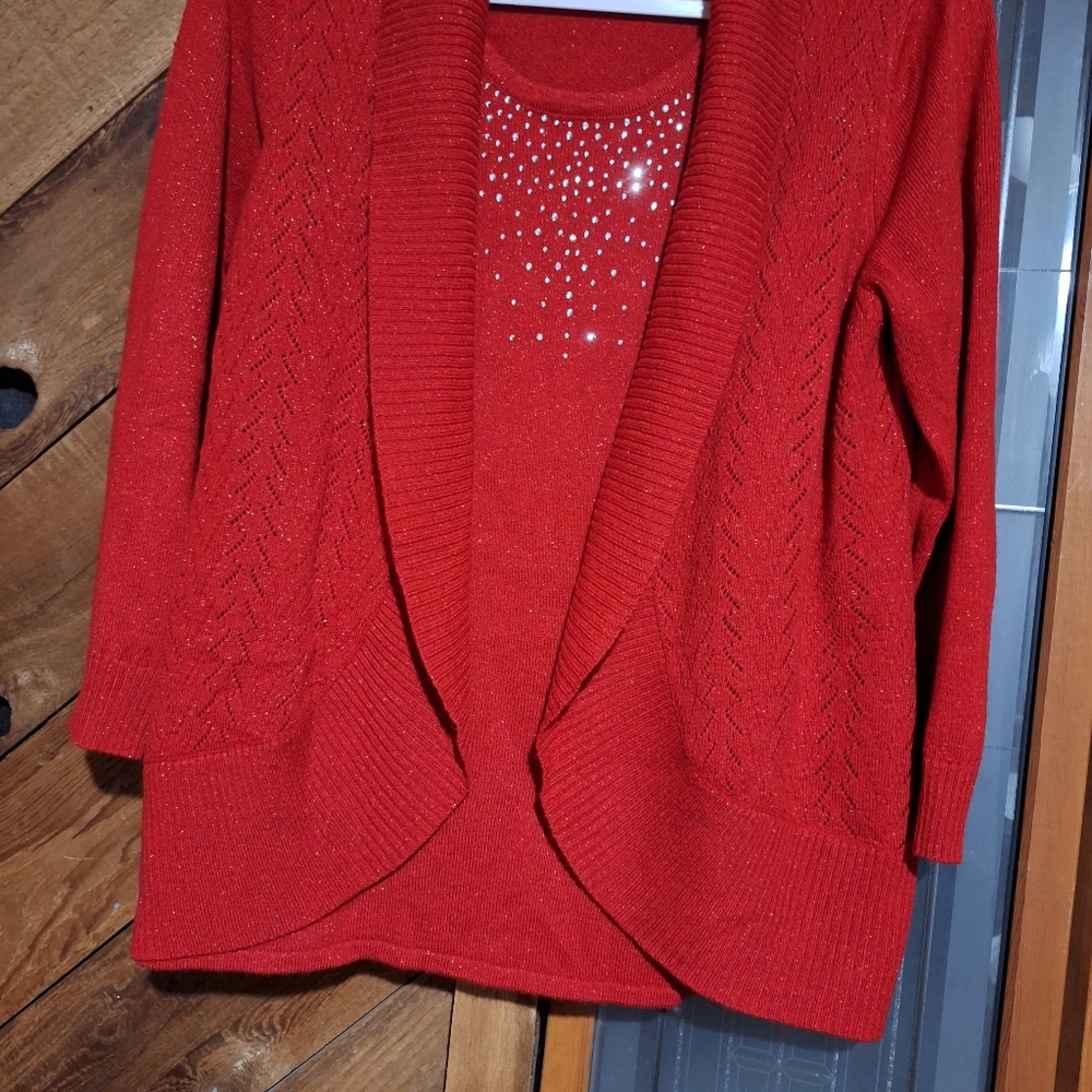 Women  sweater with built in  blouse  like new very comfortable very soft.